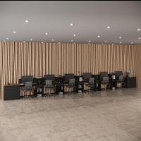 Conjunto De Escritório Tech 5 Livreiro 2 Buffet E 6 Mesas 90 - Preto E Cedro Preto E Cedro - 8