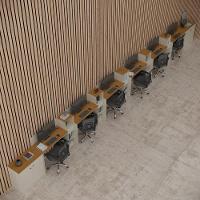 Conjunto De Escritório Tech 5 Livreiro 2 Buffet E 6 Mesas 90 - Off White E Cedro Off White E Cedro - 1