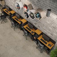 Conjunto De Escritório Tech 3 Livreiro E 4 Mesas 90cm - Vian - Preto E Cedro Preto E Cedro - 1