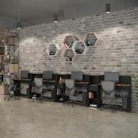 Conjunto De Escritório Tech 3 Livreiro E 4 Mesas 90cm - Vian - Preto E Cedro Preto E Cedro - 2