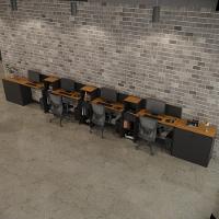 Conjunto De Escritório Tech 3 Livreiro 2 Buffet E 4 Mesas 90 - Preto E Cedro Preto E Cedro - 1