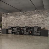 Conjunto De Escritório Tech 3 Livreiro 2 Buffet E 4 Mesas 90 - Preto E Cedro Preto E Cedro - 2