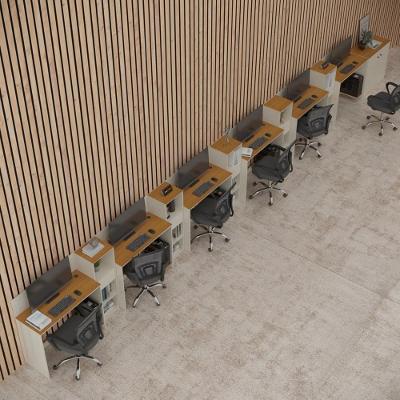 Conjunto De Escritório Tech 5 Livreiro 1 Buffet E 6 Mesas 90 - Off White E Cedro Off White E Cedro