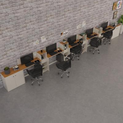 Conjunto De Escritório Tech 4 Livreiro 2 Buffet E 5 Mesas 90 - Off White E Cedro Off White E Cedro