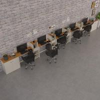 Conjunto De Escritório Tech 4 Livreiro 2 Buffet E 5 Mesas 90 - Off White E Cedro Off White E Cedro - 1