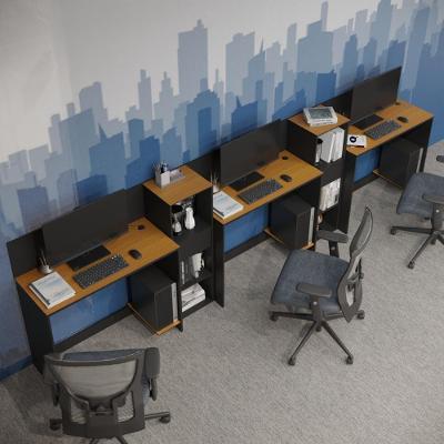 Conjunto De Escritório Tech 2 Livreiro E 3 Mesas 90cm - Vian - Preto E Cedro Preto E Cedro