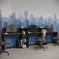 Conjunto De Escritório Tech 2 Livreiro E 3 Mesas 90cm - Vian - Preto E Cedro Preto E Cedro - 2