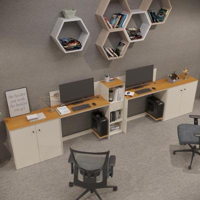 Conjunto De Escritório Tech 1 Livreiro 2 Buffet E 2 Mesas 90 - Off White E Cedro Off White E Cedro