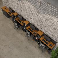 Conjunto De Escritório Tech 3 Livreiro 1 Buffet E 4 Mesas 90 - Preto E Cedro Preto E Cedro - 1