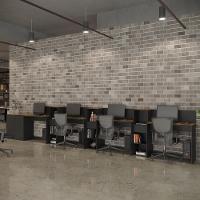 Conjunto De Escritório Tech 3 Livreiro 1 Buffet E 4 Mesas 90 - Preto E Cedro Preto E Cedro - 2