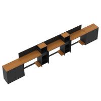 Conjunto De Escritório Tech 2 Livreiro 2 Buffet E 3 Mesas 90 - Preto E Cedro Preto E Cedro