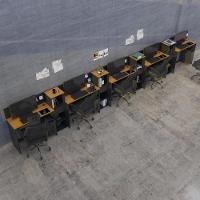 Conjunto De Escritório Tech 4 Livreiro E 5 Mesas 90cm - Vian - Preto E Cedro Preto E Cedro - 1