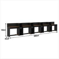 Conjunto De Escritório Tech 4 Livreiro E 5 Mesas 90cm - Vian - Preto E Cedro Preto E Cedro - 3