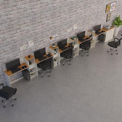 Conjunto De Escritório Tech 4 Livreiro 1 Buffet E 5 Mesas 90 - Off White E Cedro Off White E Cedro