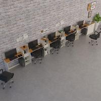 Conjunto De Escritório Tech 4 Livreiro 1 Buffet E 5 Mesas 90 - Off White E Cedro Off White E Cedro - 1