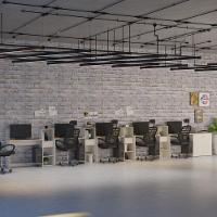 Conjunto De Escritório Tech 4 Livreiro 1 Buffet E 5 Mesas 90 - Off White E Cedro Off White E Cedro - 2