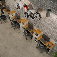 Conjunto De Escritório Tech 3 Livreiro E 4 Mesas 90cm - Vian - Off White E Cedro Off White E Cedro - 1