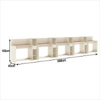 Conjunto De Escritório Tech 4 Livreiro E 5 Mesas 90cm - Vian - Off White E Cedro Off White E Cedro - 3