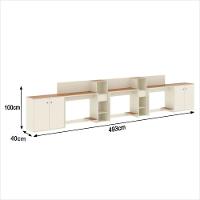 Conjunto De Escritório Tech 2 Livreiro 2 Buffet E 3 Mesas 90 - Off White E Cedro Off White E Cedro - 3