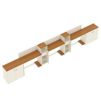 Conjunto De Escritório Tech 2 Livreiro 2 Buffet E 3 Mesas 90 - Off White E Cedro Off White E Cedro