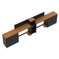 Conjunto De Escritório Tech 1 Livreiro 2 Buffet E 2 Mesas 90 - Preto E Cedro Preto E Cedro