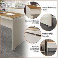 Conjunto De Escritório Office 3 Peças Mesa Gaveteiro Balcão - Off White E Cedro Off White E Cedro - 9