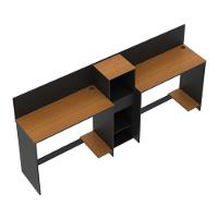 Conjunto De Escritório Tech 1 Livreiro E 2 Mesas 90cm - Vian - Preto E Cedro Preto E Cedro