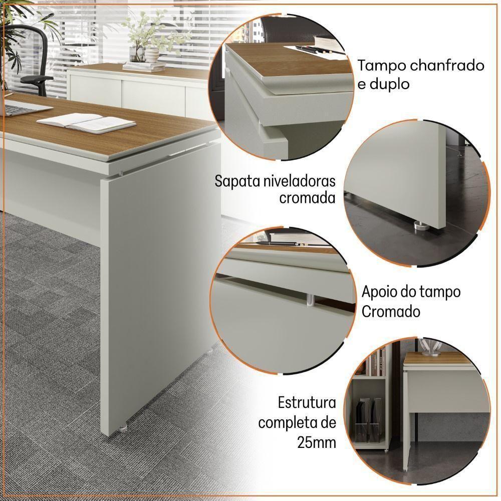 Conjunto De Escritório Office 3 Peças Mesa Gaveteiro Armário - Fendi E Freijó Fendi E Freijó - 7