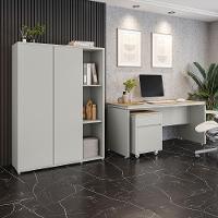 Conjunto De Escritório Office 3 Peças Mesa Gaveteiro Armário - Fendi E Freijó Fendi E Freijó - 2