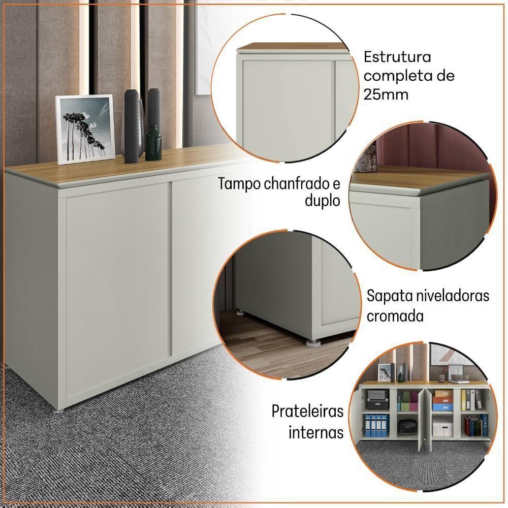 Conjunto De Escritório Office 3 Peças Mesa Gaveteiro Balcão - Fendi E Freijó Fendi E Freijó - 7