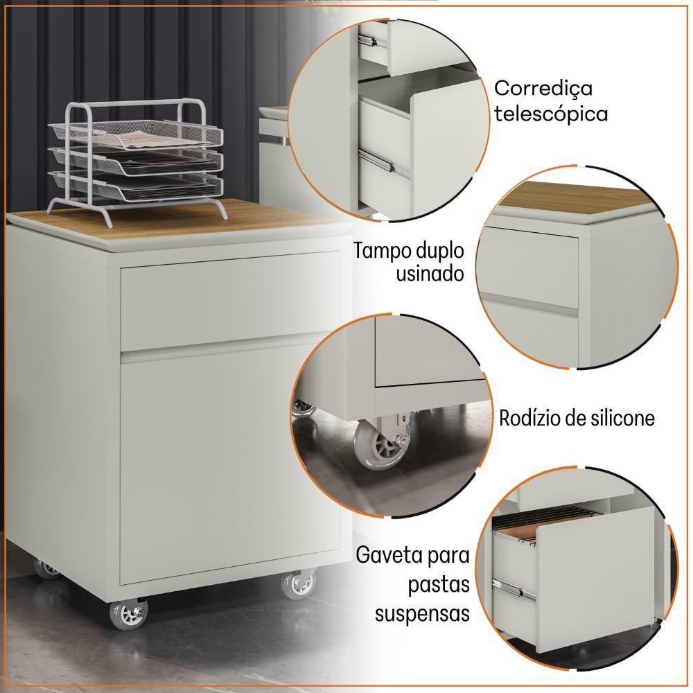 Conjunto De Escritório Office 3 Peças Mesa Gaveteiro Balcão - Fendi E Freijó Fendi E Freijó - 8