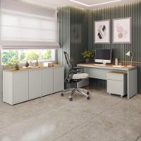 Conjunto De Escritório Office 3 Peças Mesa Gaveteiro Balcão - Fendi E Freijó Fendi E Freijó - 2