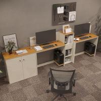 Conjunto De Escritório Tech 1 Livreiro 1 Buffet E 2 Mesas 90 - Off White E Cedro Off White E Cedro - 1