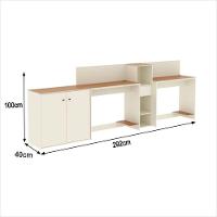 Conjunto De Escritório Tech 1 Livreiro 1 Buffet E 2 Mesas 90 - Off White E Cedro Off White E Cedro - 3