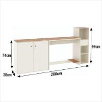 Conjunto De Escritório 3 Peças Tech Office Mesa Armário E Ap - Off White E Cedro Off White E Cedro - 2