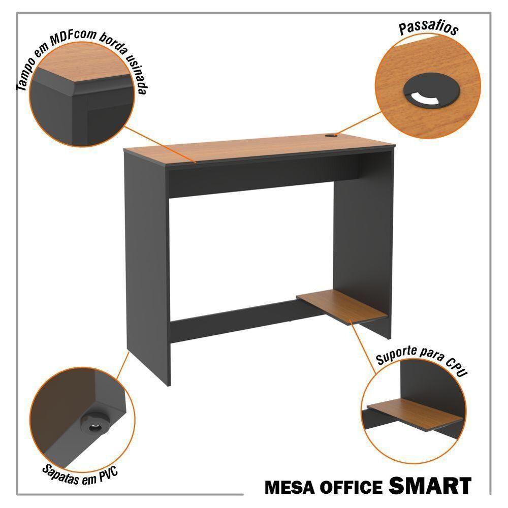 Conjunto De Escritório 2 Peças Tech Office Mesa E Armário Li - Preto E Cedro Preto E Cedro - 8