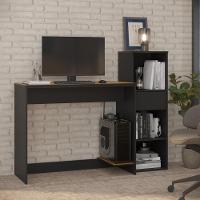 Conjunto De Escritório 2 Peças Tech Office Mesa E Armário Li - Preto E Cedro Preto E Cedro - 1