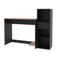 Conjunto De Escritório 2 Peças Tech Office Mesa E Armário Li - Preto E Cedro Preto E Cedro - 3