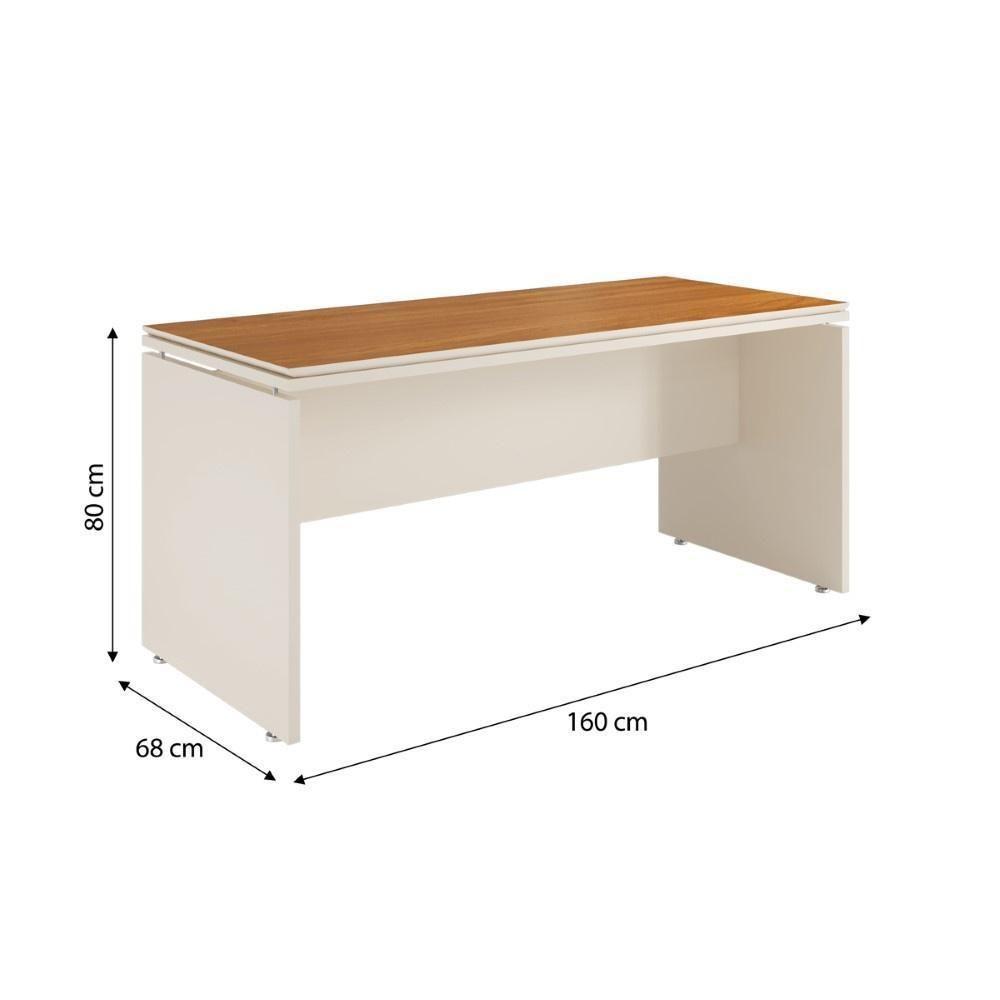 Conjunto De Escritório Office 3 Peças Mesa Gaveteiro Armário - Off White E Cedro Off White E Cedro - 4