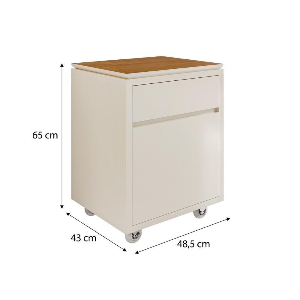 Conjunto De Escritório Office 3 Peças Mesa Gaveteiro Armário - Off White E Cedro Off White E Cedro - 5