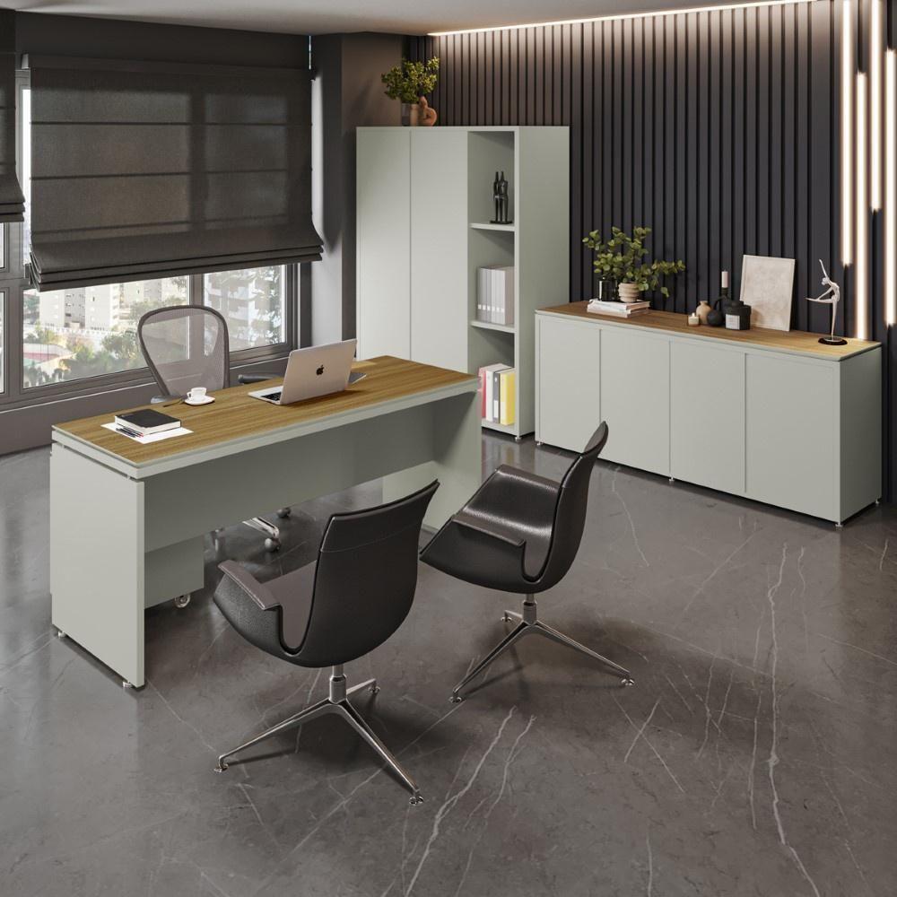 Conjunto De Escritório Office 4 Peças Mesa Gaveteiro Balcão - Fendi E Freijó Fendi E Freijó - 3