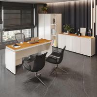 Conjunto De Escritório Office 4 Peças Mesa Gaveteiro Balcão - Off White E Cedro Off White E Cedro - 3