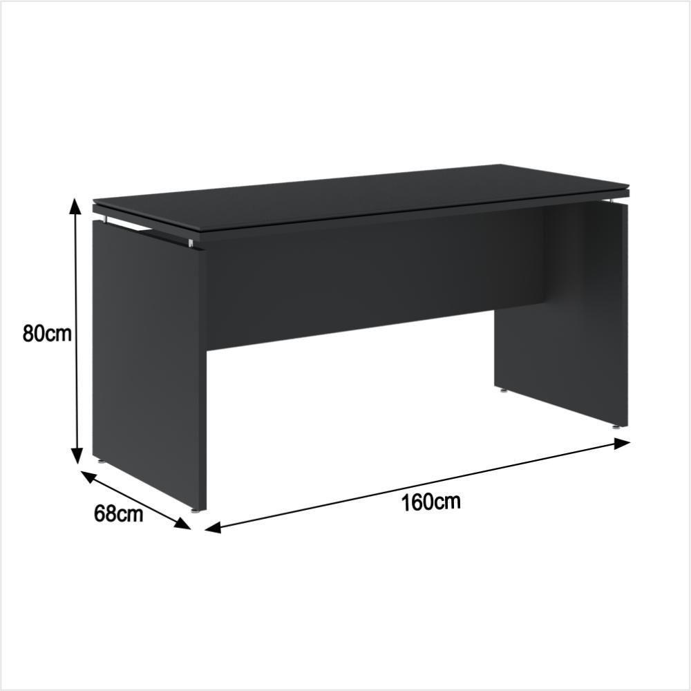 Conjunto De Escritório Office 2 Peças Mesa Armário Alto Tund - Preto Preto - 3