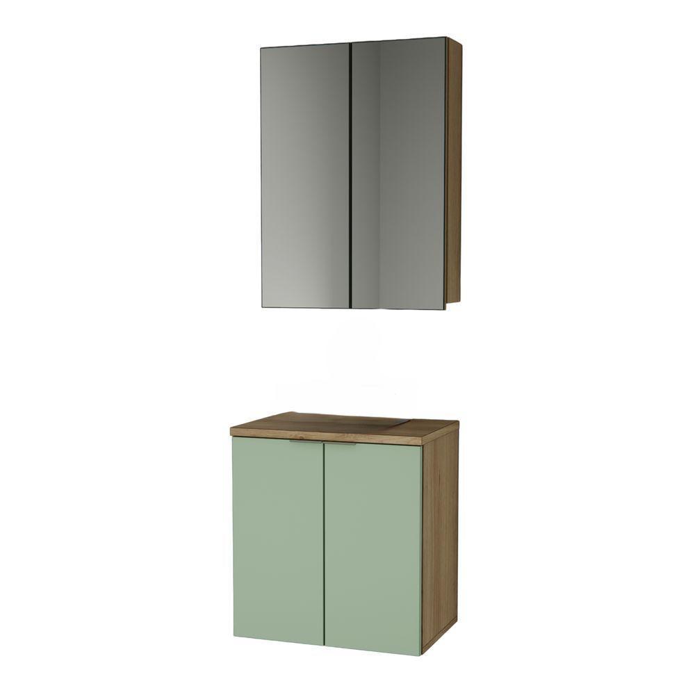 Conjunto De Banheiro Nature 60cm Estilare Cnj4009 Carvalho/verde - 2