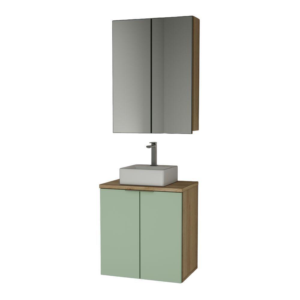 Conjunto De Banheiro Nature 60cm Estilare Cnj4009 Carvalho/verde - 3
