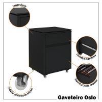 Conjunto De Escritório Office 3 Peças Mesa Gaveteiro Armário - Preto Preto - 7