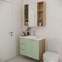 Conjunto De Banheiro Sem Cuba Vittare 80cm Estilare CNJ5007 Carvalho-verde Gaveta Esquerda - 1