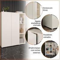 Conjunto De Escritório Office 2 Peças Mesa Armário Alto Tund - Off White E Cedro Off White E Cedro