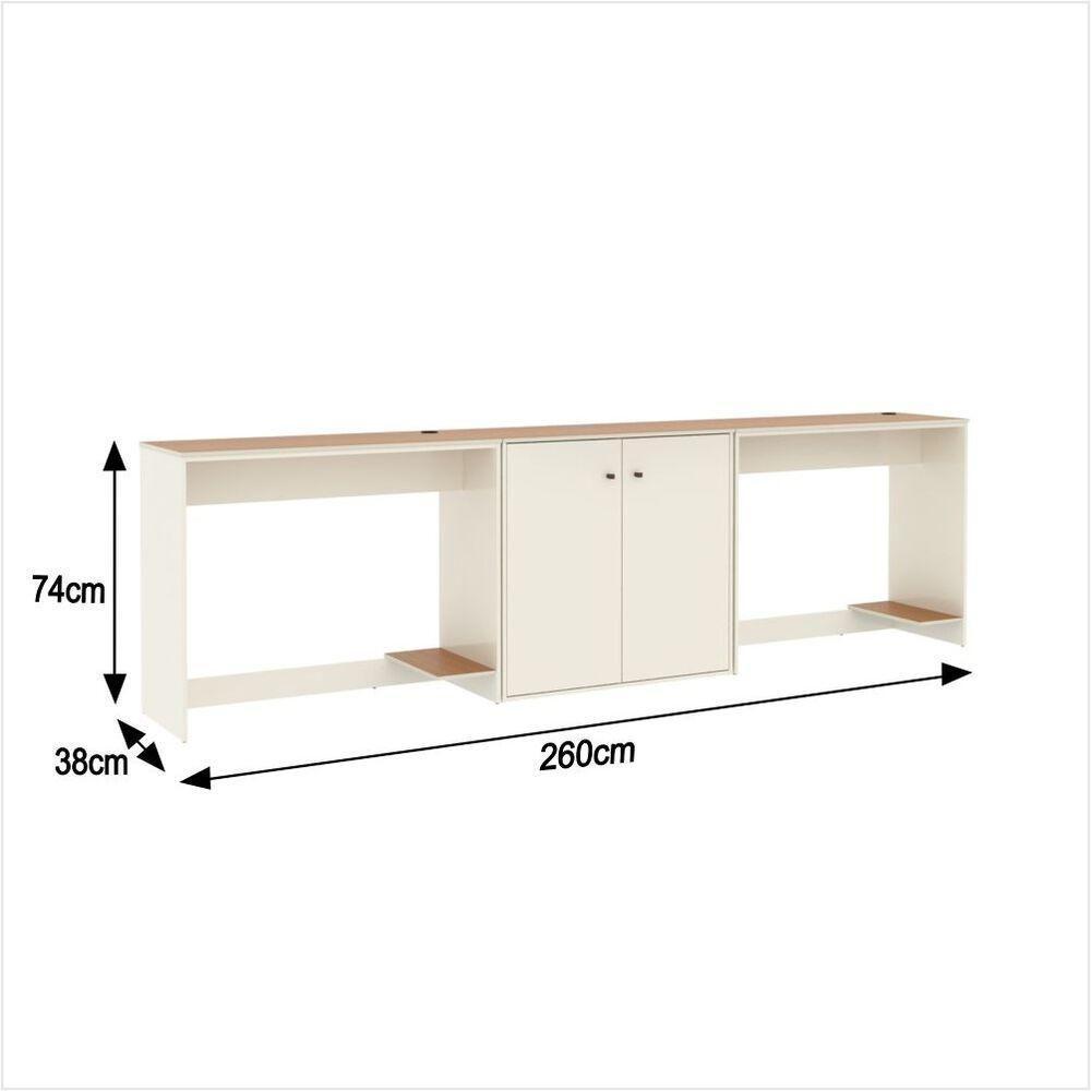 Conjunto De Escritório 3 Peças Tech Office 2 Mesas E 1 Apara - Off White E Cedro Off White E Cedro - 10