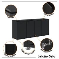 Conjunto De Escritório Office 3 Peças Mesa Balcão Armário Tu - Preto Preto - 9